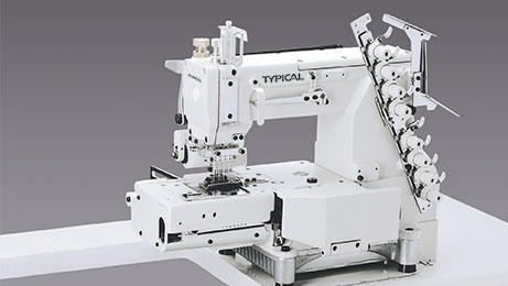 Multi-needle chainstitch machine for inserting elastic rings into the waists of tubular goods