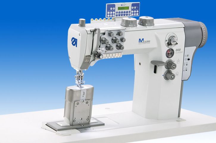 Twin needle lockstitch post bed machine with DA Direct Drive