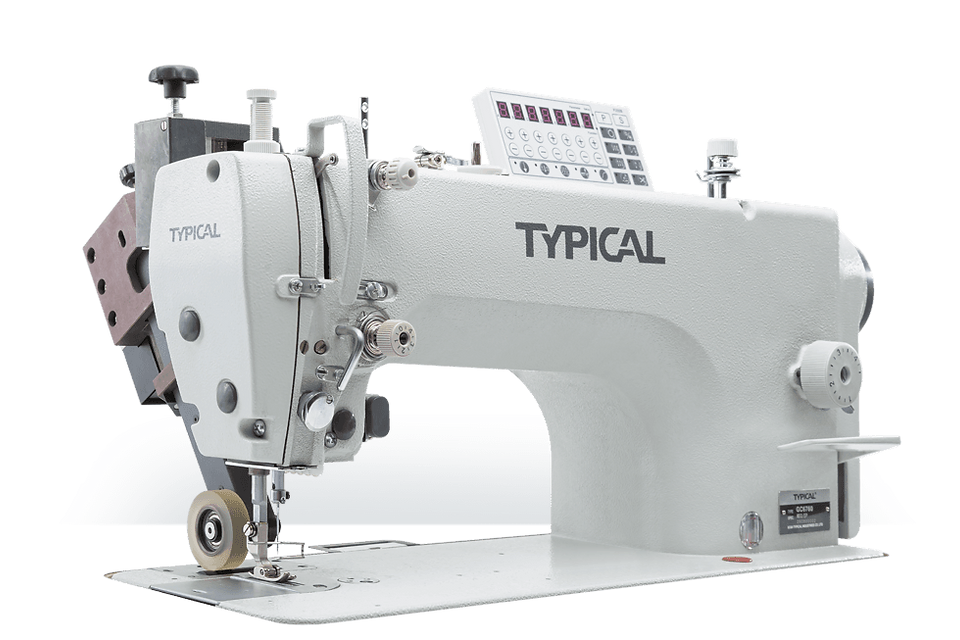 Direct-drive high-speed lockstitch sewing machine with drop, needle feed and electronic puller system